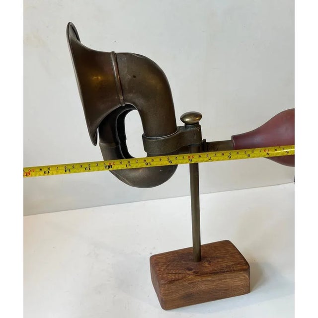Brown Vintage Scrap Art Sculpture with Brass Car Horn For Sale - Image 8 of 10