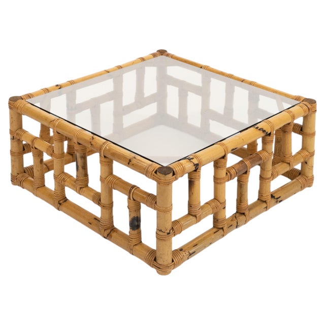 Mid-Century Coffee Table in Bamboo, Rattan and Glass attributed to Vivai del Sud, Italy, 1970s For Sale - Image 13 of 13