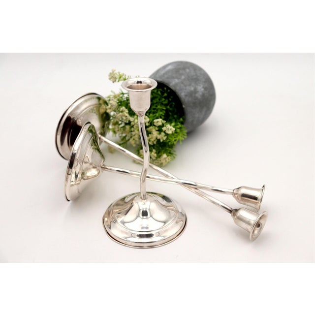 Silver Candlesticks, Set of 3 For Sale - Image 5 of 6