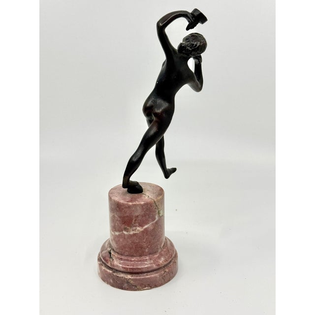 Metal Early 20th Century Grand Tour Neoclassical Minauture Bronze Mounted on Beautiful Rouge Marble Base For Sale - Image 7 of 13