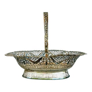 Rare 18th Century English Sterling Silver Cake Basket by Burrage & Davenport, Circa 1775 For Sale