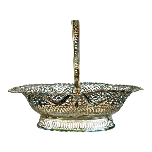 Rare 18th Century English Sterling Silver Cake Basket by Burrage & Davenport, Circa 1775 For Sale