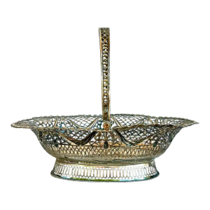 Rare 18th Century English Sterling Silver Cake Basket by Burrage & Davenport, Circa 1775