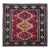 Vintage Persian Tribal Square Rug, Hand-Knotted Wool, Geometric Medallions Pattern, 4x4, Red & Blue For Sale