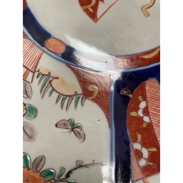Large Antique Japanese Imari 18" Charger Platter 6 Panel. Hand Painted For Sale - Image 9 of 10