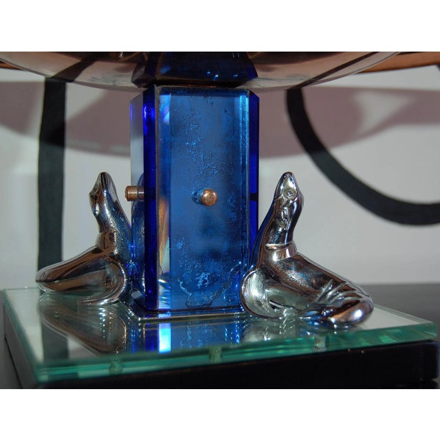 Art Deco Bronze & Tinted Glass Centerpiece from Buschi, 1930s For Sale - Image 3 of 8