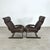 Dimensions: H 35.5” x W 29.3” x D 30” x SH 16” Pair of Vintage bentwood lounge chairs in brown leather attr. to Arnt Lande...