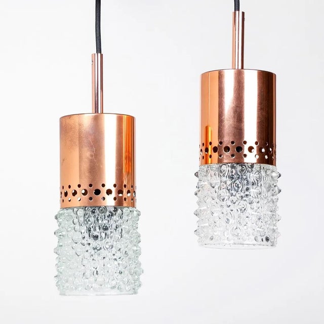 Copper and Bubble Glass Pendant Lights from VEB Narva Leuchten, 1970s, Set of 2 For Sale - Image 16 of 18