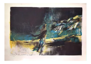 Nicola Simbari, On the Beach, Original Lithograph, 1977