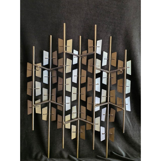 Metal Mid-Century Modern Brutalist Welded Metal Geometric Wall Sculpture For Sale - Image 7 of 9