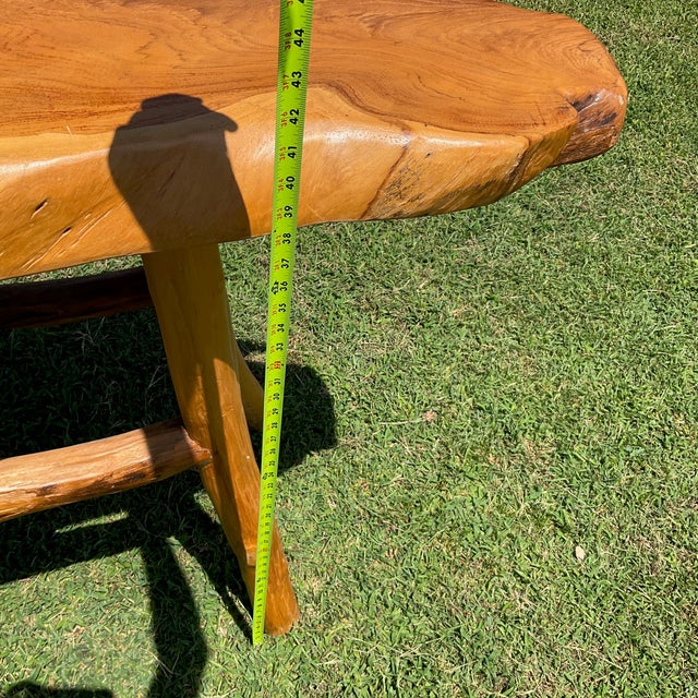 Vintage Handcrafted Rustic Live Edge Log Dining Set With Four Sculpted Wood Chairs For Sale - Image 12 of 16