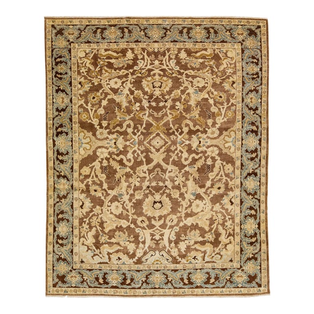 2010s Brown Modern Sultanabad Wool Rug Handmade With Allover Floral Motif For Sale