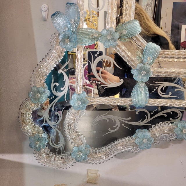 Acid Etched Murano Glass Mirror from Ongaro e Fuga, Italy, 1960s For Sale - Image 15 of 18