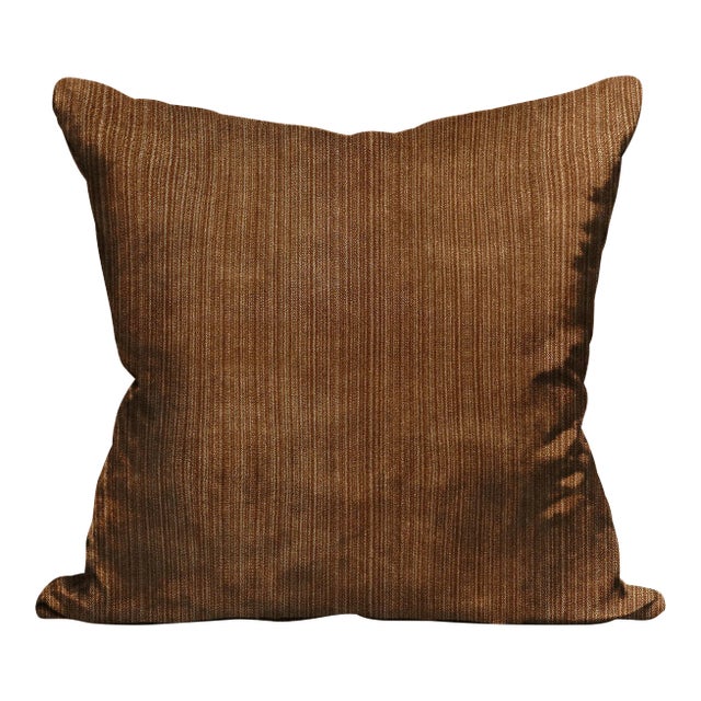 The House of Scalamandré Strie Velvet Pillow, Sable For Sale