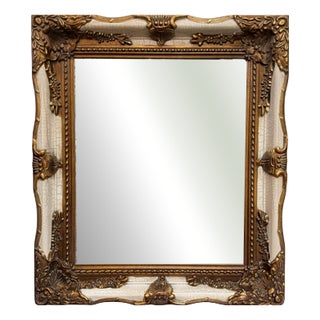 Parcel Gilt and Painted Bevelled Glass Mirror For Sale