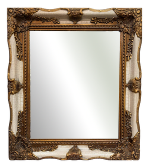 Parcel Gilt and Painted Bevelled Glass Mirror