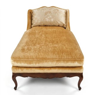 John Widdicomb for Stickley French Provincial Gold Velvet and Silk Chaise Lounge - Model 96-Jw For Sale