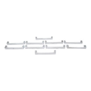Set of 10 Modern 4.375 In. Chrome Brass Drawer Cabinet Pulls For Sale