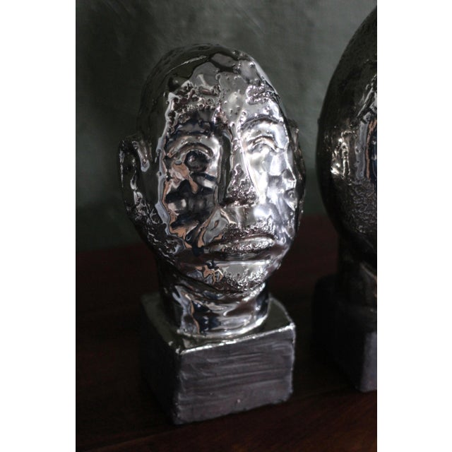 1990s Set of 3 Brutalist Head Sculptures From Italy For Sale - Image 4 of 12