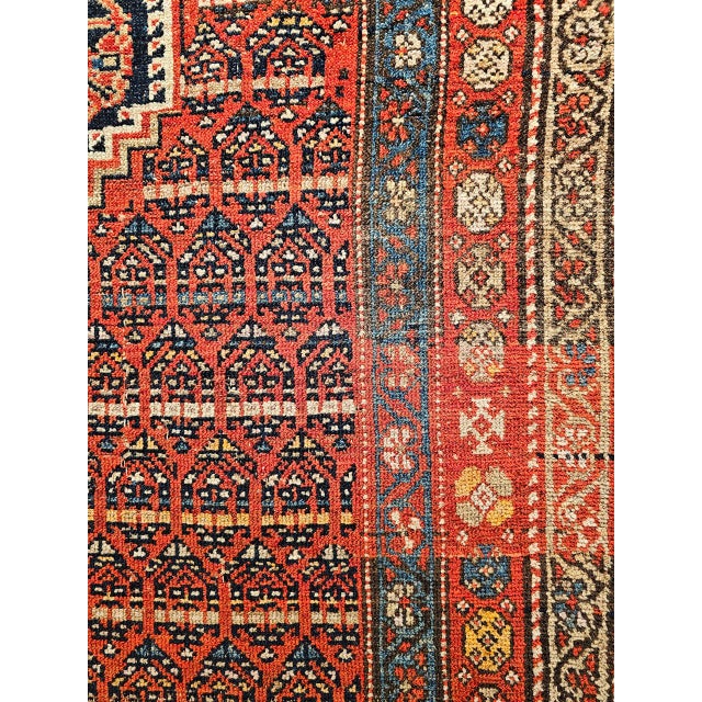 Vintage Persian Kurdish Bidjar Wide Runner Rug, Hand-Knotted Wool, Paisley Pattern, Terracotta & Blue, 4x11 For Sale In Chicago - Image 6 of 12