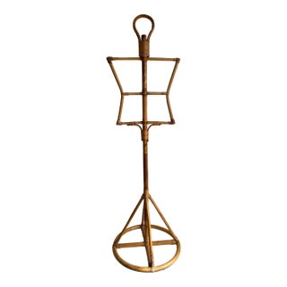Mid 20th Century Vintage Boho Anthropomorphic Hat & Coat Rack Stand in Bamboo and Rattan For Sale