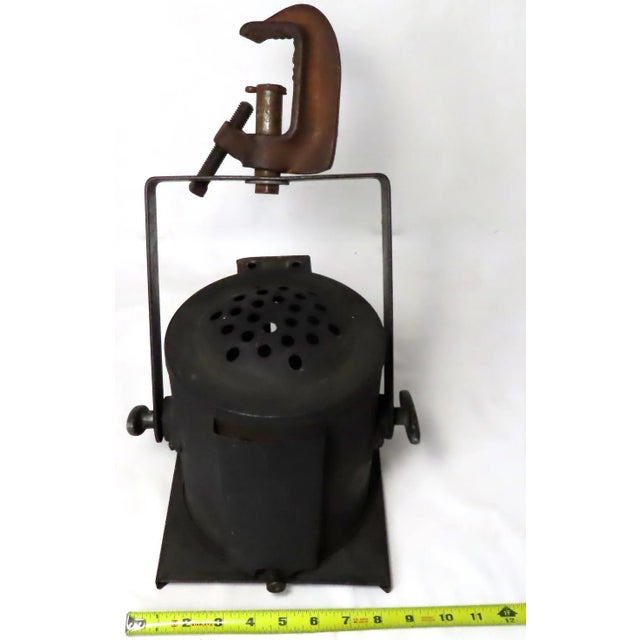 Authentic Vintage Mid Century Steel & Molded Glass Lens Theatre Stage Spotlight Lamp For Sale - Image 12 of 13