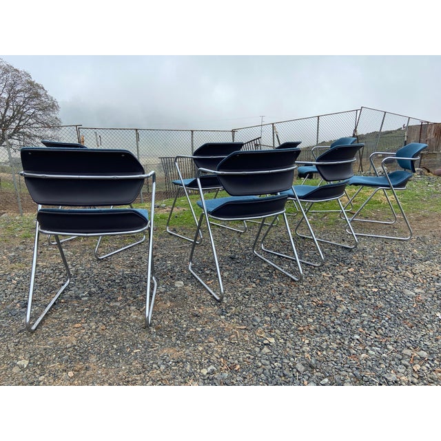 1980s Vintage Mid Century Modern Acton Stacker Side Chairs - Set of 8 For Sale - Image 5 of 12