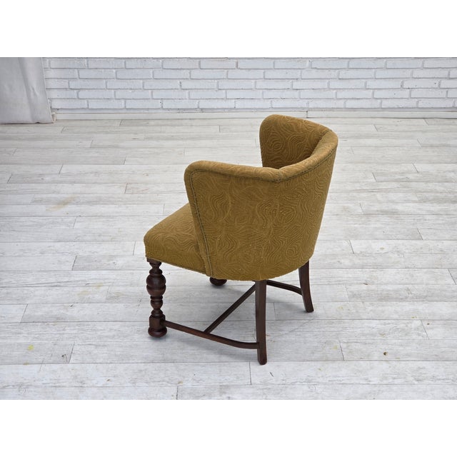 Vintage Danish Lounge Chair in Green Furniture Velour and Oak, 1950s For Sale - Image 12 of 18