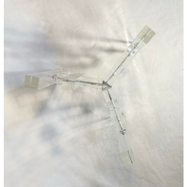 1970s Lucite & Glass Skyscraper Round Side Accent Table For Sale - Image 9 of 12