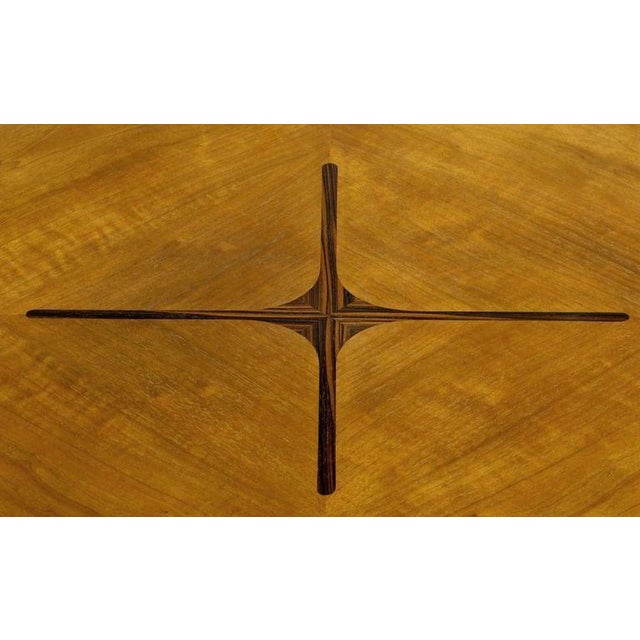 Round Teak, Walnut and Rosewood Inlaid Pedestal Coffee Table Chairish