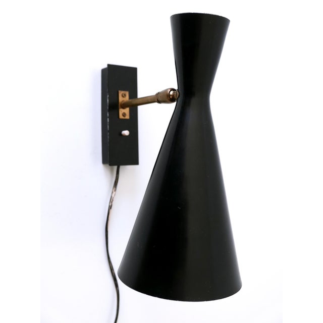 Black Mid-Century Modern Diabolo Sconce by Bag Turgi, Switzerland, 1950s For Sale - Image 8 of 18