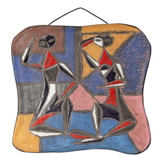 Wall Plaque With Figures by Marcello Fantoni for Raymor Italy For Sale