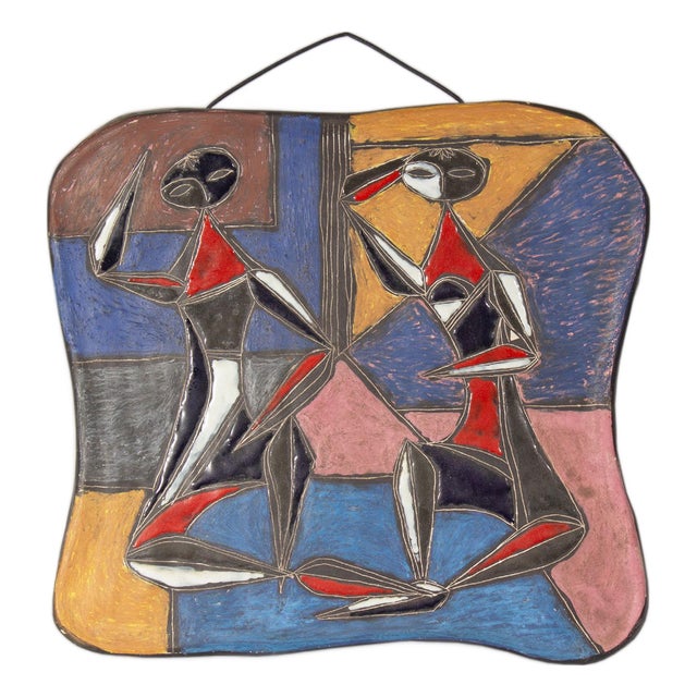 Wall Plaque With Figures by Marcello Fantoni for Raymor Italy For Sale