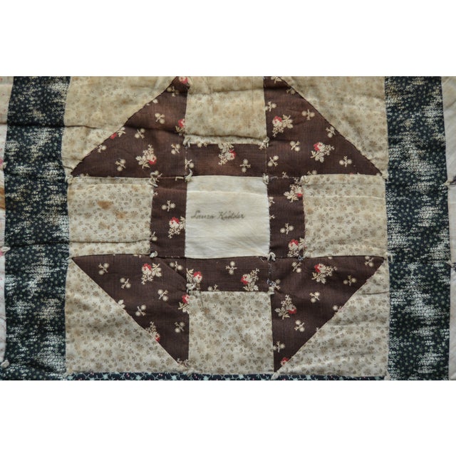 Textile 1898 Churn Dash “Signature” or “Friendship” Quilt - For Sale - Image 7 of 12
