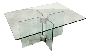 Vintage Glass Coffee Table attributed to Peter Ghyczy, 1970s