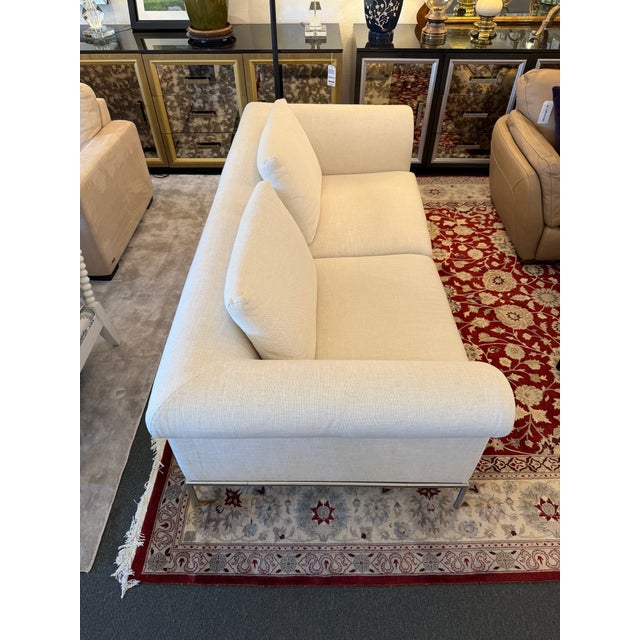 Natuzzi Natuzzi Contemporary Linen Sofa For Sale - Image 4 of 18