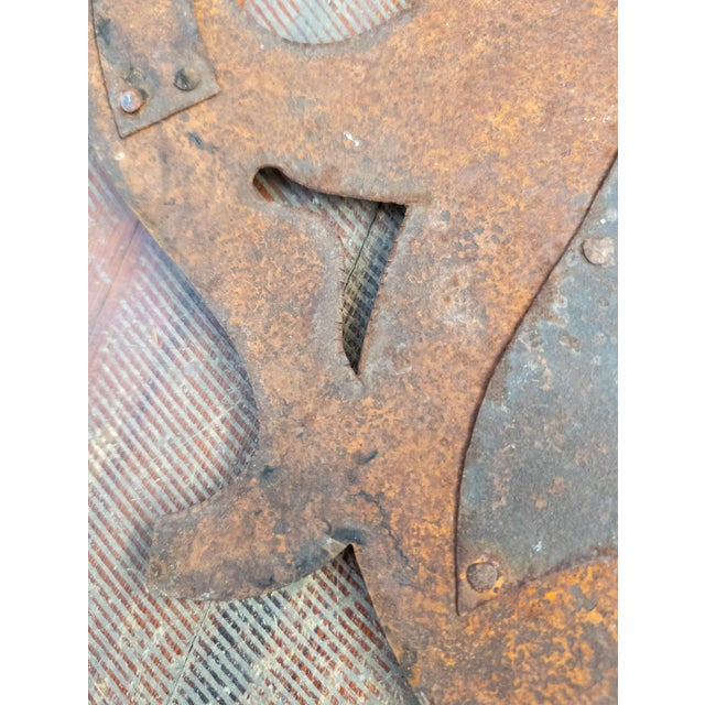 Metal Early 20th Century Primitive Folk Art Sheet Metal Weathervane of Triton For Sale - Image 7 of 15