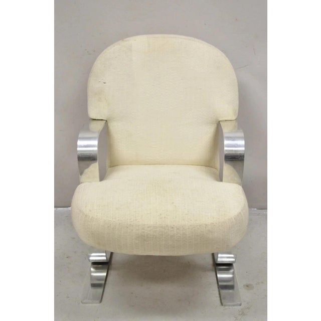 Vintage Mid Century Modern Aluminum Flat Bar Ski Base Cantilever Lounge Chair. Circa Mid 20th Century. Measurements: 36" H...