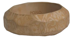 Pono Wood Bangle Multi-Faceted Subtle Floral Pattern