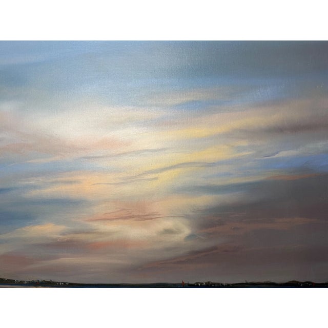 Large Original Louise Ramsay Jersey Marsh Oil Painting Sea Landscape on Canvas For Sale - Image 10 of 13