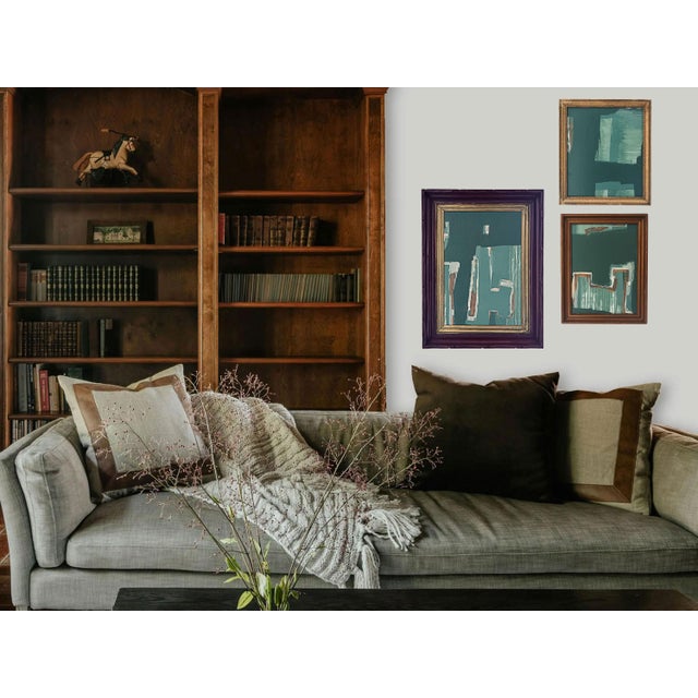“Cabin Fern" Green Abstract Art in Antique Frame, Transitional Living Room Art by JTS For Sale In Minneapolis - Image 6 of 11