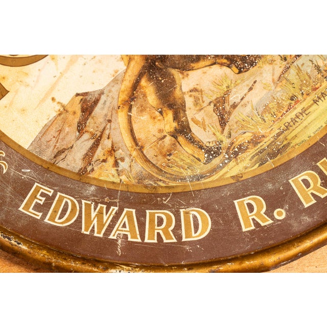 Turn-of-the-Century Banigan’s Rubbers Lion Tin Lithograph Advertising Sign For Sale - Image 4 of 4