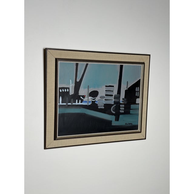 Bertil Sjöberg, Midnight Harbour, Oil on Panel, Framed For Sale - Image 13 of 18