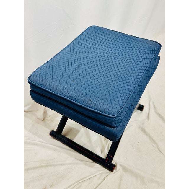 Vintage Mid Century X Bench Ottoman For Sale - Image 4 of 6