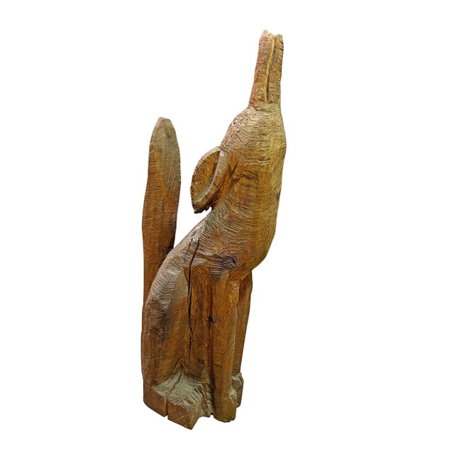 Decorative Hand Carved Coyote Floor Standing Sculpture Very cool well done hand carved piece heavy solid piece of wood