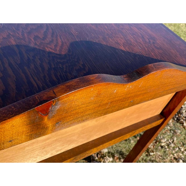 Early 19th Century Arts & Crafts Mission Oak Craftsman Serving Table / Buffet Sideboard/Writing Desk For Sale - Image 10 of 16