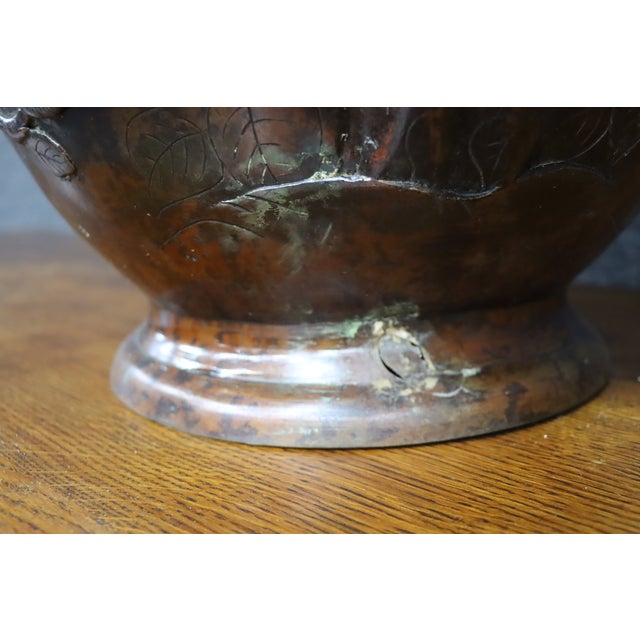 Japanese Bronze Jardinière With Bird and Floral Relief For Sale In Philadelphia - Image 6 of 11