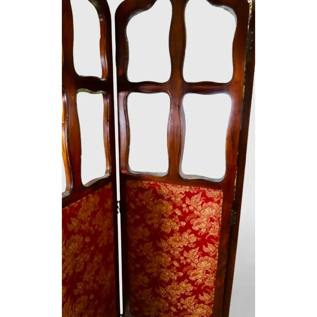 French Antique French Mahogany & Gilt Bronze Room Divider Dressing Floor Screen For Sale - Image 3 of 4