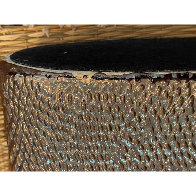 Late 20th Century Pair of Sculptural Glazed Ceramic Table Lamps For Sale - Image 11 of 12