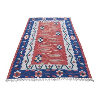 1960s Ethnic Traditional Vintage Hand Knotted Kilim Rug For Sale